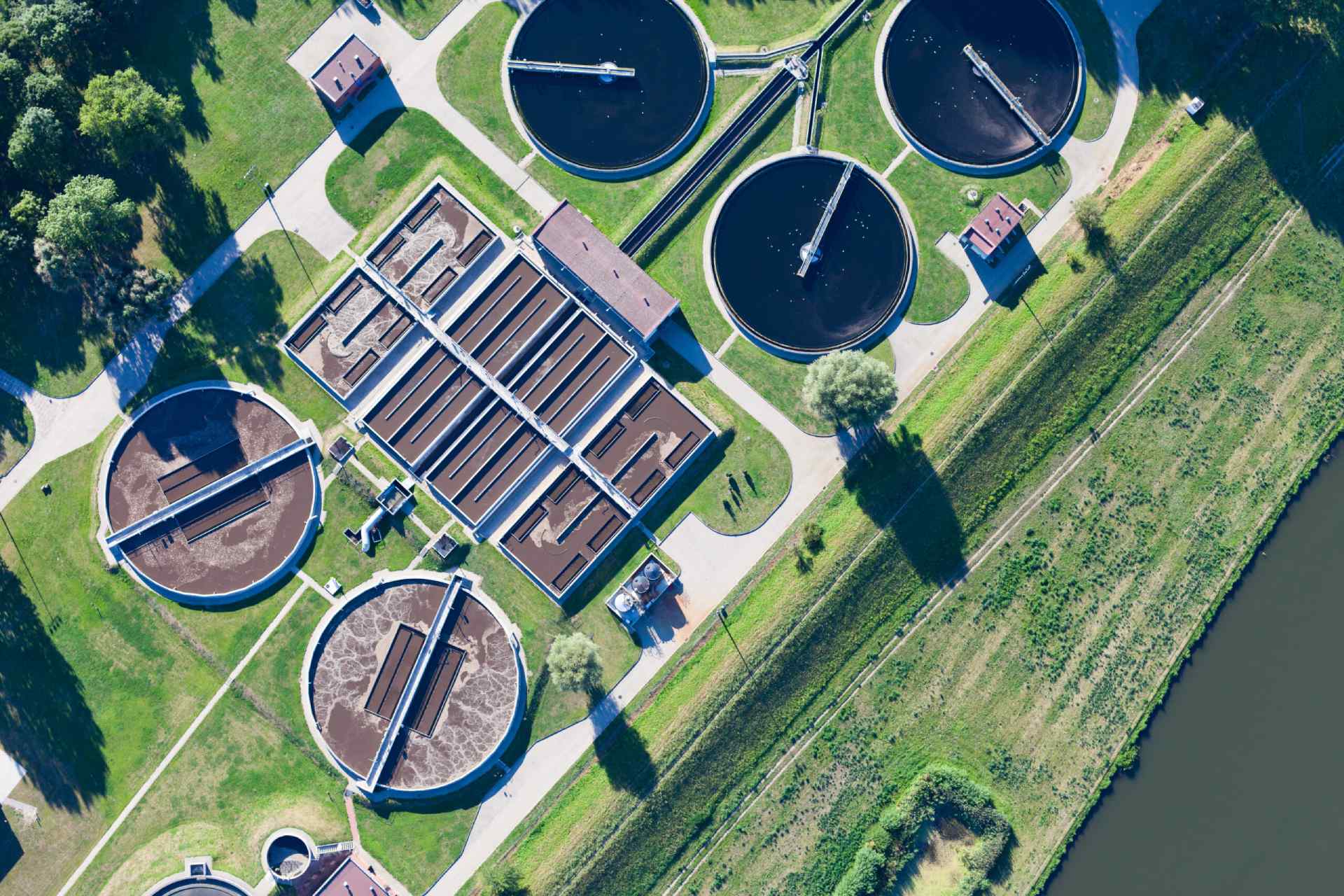 aerial view of Opole city sewage treatment plant